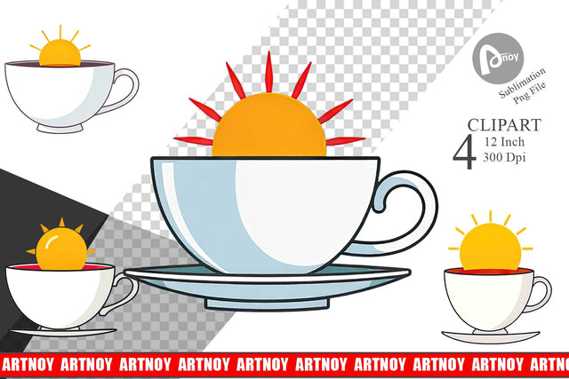 Teacup Sun Clipart Sublimation artnoy 