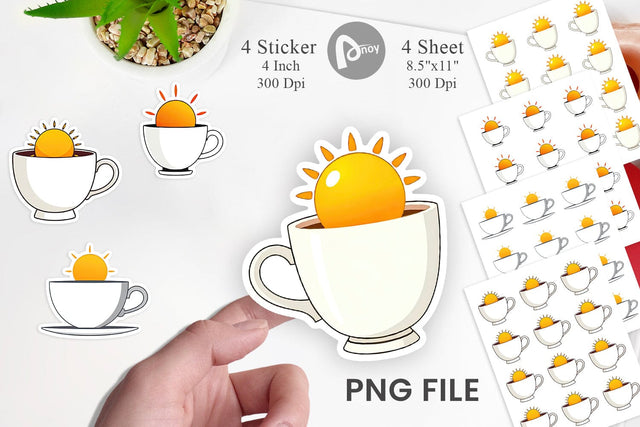 Teacup Sun Sticker Sublimation artnoy 