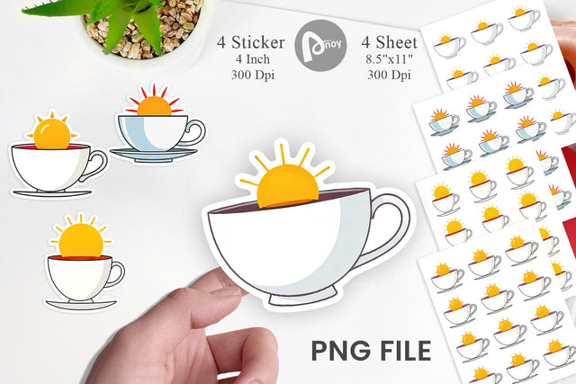 Teacup Sun Sticker Sublimation artnoy 