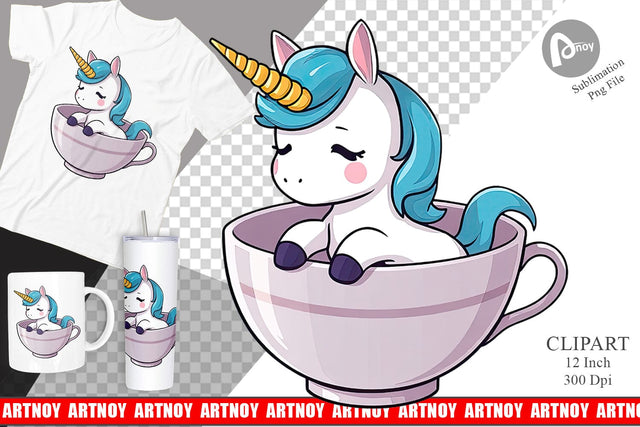 Teacup Unicorn Clipart Sublimation artnoy 