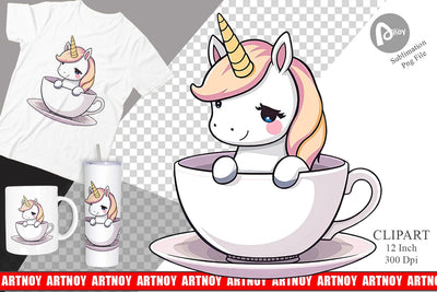 Teacup Unicorn Clipart Sublimation artnoy 
