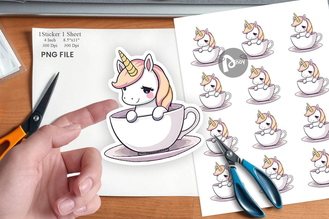 Teacup Unicorn Sticker Sublimation artnoy 