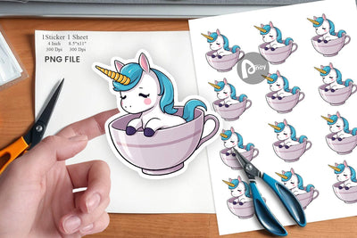 Teacup Unicorn Sticker Sublimation artnoy 