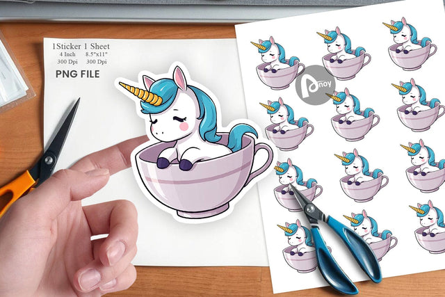 Teacup Unicorn Sticker Sublimation artnoy 