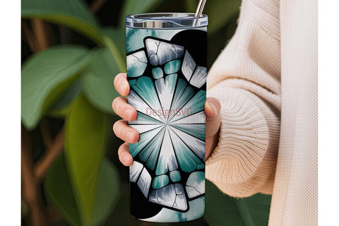 Teal Abstract Geo Tumbler Wrap Sublimation DesignSVG 