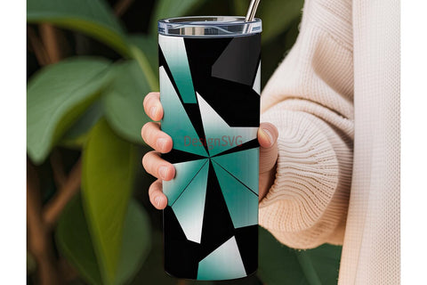 Teal Abstract Geo Tumbler Wrap Sublimation DesignSVG 