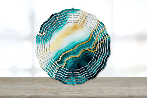 Teal and Gold Agate Borders Wind Spinner Bundle Sublimation Regulrcrative 
