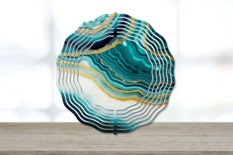 Teal and Gold Agate Borders Wind Spinner Bundle Sublimation Regulrcrative 