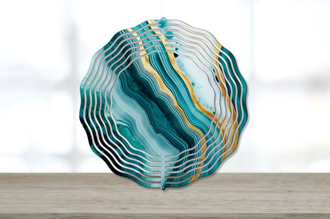 Teal and Gold Agate Borders Wind Spinner Bundle Sublimation Regulrcrative 