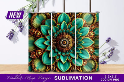 Teal and gold intricate floral mandala design Sublimation Regulrcrative 