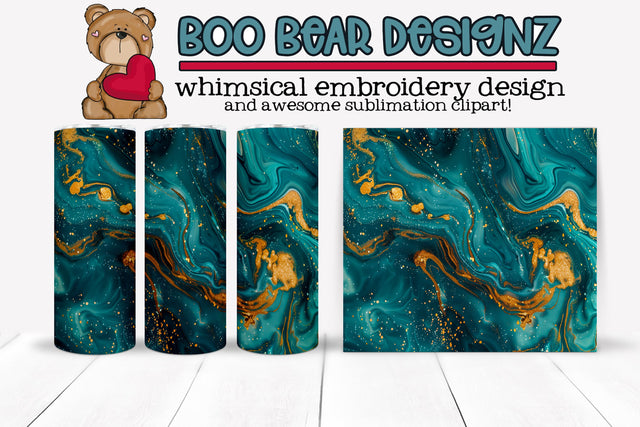 Teal and Gold Sublimation Tumbler design Sublimation Boo Bear Designz 