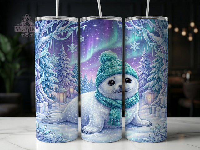 Teal Baby Seal 20oz Tumbler, Teal Seal PNG, Baby Seal Tumbler, Cute Seal Wrap, Teal Christmas Sub, Winter Seal Cup, Cute Animal Tumbler, Teal Winter Wrap Sublimation SvggirlplusArt 