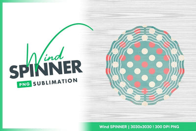 Teal Background with Pink and White Polka Dots Wind Spinner Round Png Sublimation Regulrcrative 