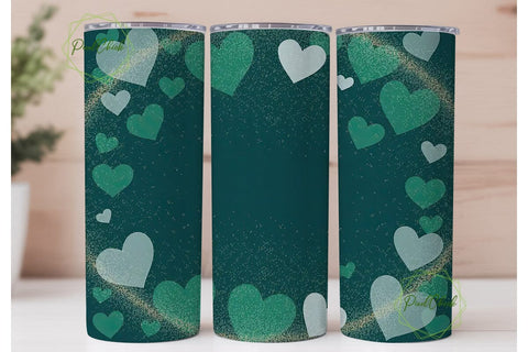 Teal Bokeh Hearts 20oz Tumbler Wrap Sublimation PixelChick 