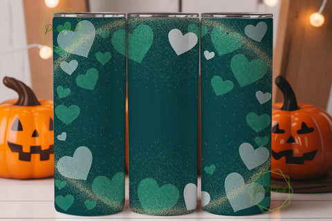 Teal Bokeh Hearts 20oz Tumbler Wrap Sublimation PixelChick 