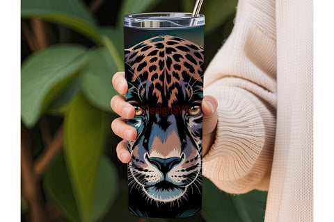 Teal Brown Leopard 20oz Tumbler Wrap Sublimation DesignSVG 