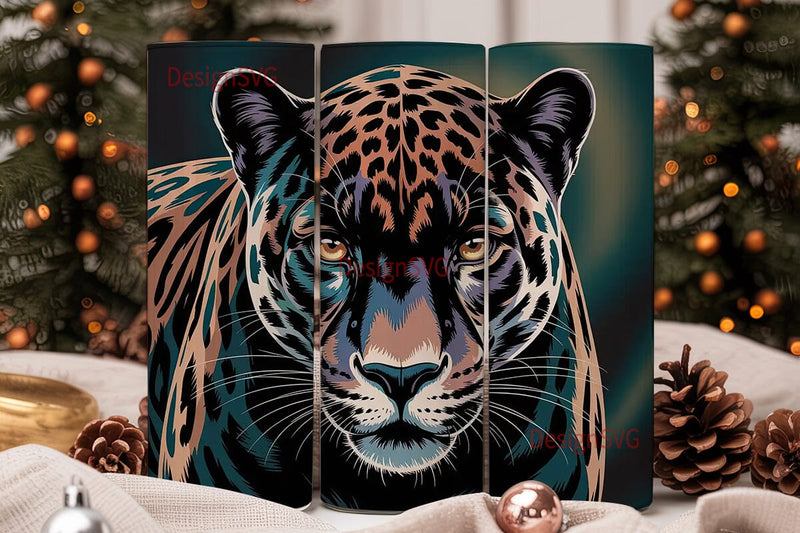 Teal Brown Leopard 20oz Tumbler Wrap Sublimation DesignSVG 