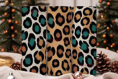 Teal Brown Leopard 20oz Tumbler Wrap Sublimation DesignSVG 