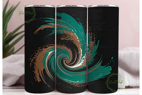 Teal Brown Leopard Splash 20oz Tumbler Sublimation PixelChick 