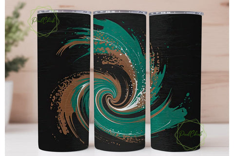 Teal Brown Leopard Splash 20oz Tumbler Sublimation PixelChick 