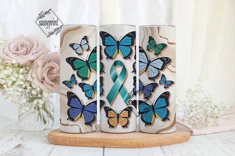 Teal Butterfly Awareness 20oz Tumbler Sublimation sassyprint 