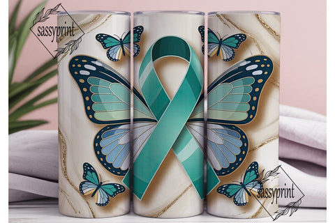 Teal Butterfly Awareness 20oz Tumbler Sublimation sassyprint 