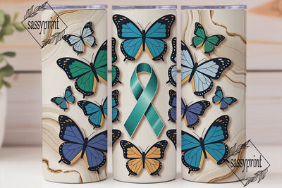 Teal Butterfly Awareness 20oz Tumbler Sublimation sassyprint 