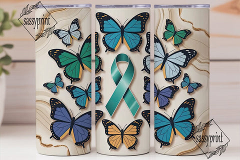 Teal Butterfly Awareness 20oz Tumbler Sublimation sassyprint 
