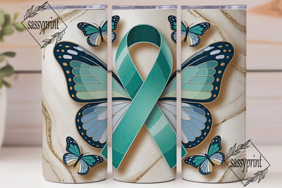 Teal Butterfly Awareness 20oz Tumbler Sublimation sassyprint 