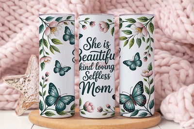 Teal Butterfly Mom 20oz Tumbler Wrap Sublimation DesignSVG 