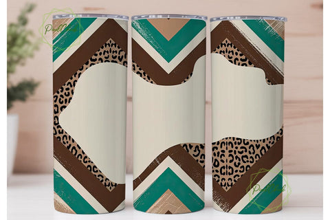 Teal Chevron Leopard 20oz Tumbler Wrap Sublimation PixelChick 