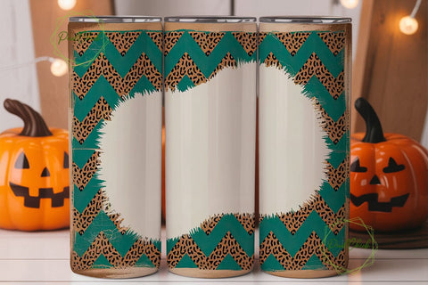 Teal Chevron Leopard 20oz Tumbler Wrap Sublimation PixelChick 