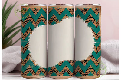 Teal Chevron Leopard 20oz Tumbler Wrap Sublimation PixelChick 