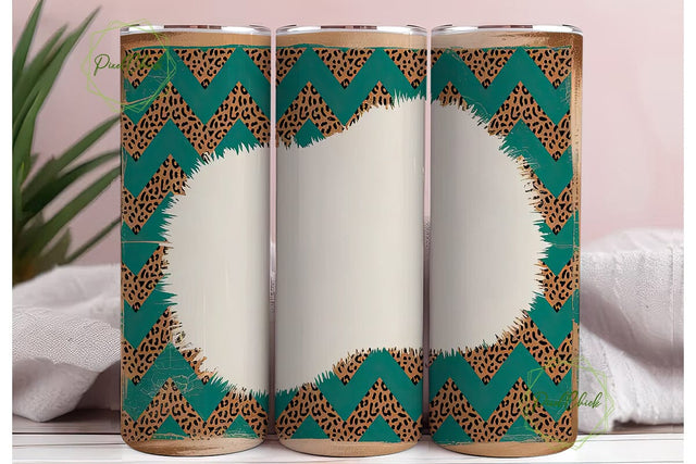 Teal Chevron Leopard 20oz Tumbler Wrap Sublimation PixelChick 