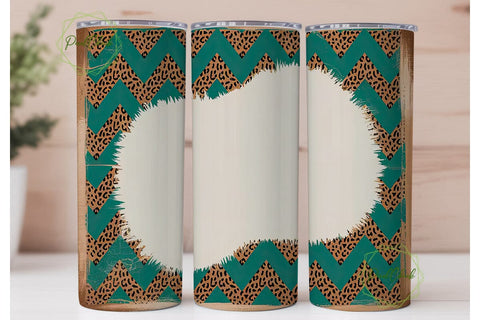 Teal Chevron Leopard 20oz Tumbler Wrap Sublimation PixelChick 