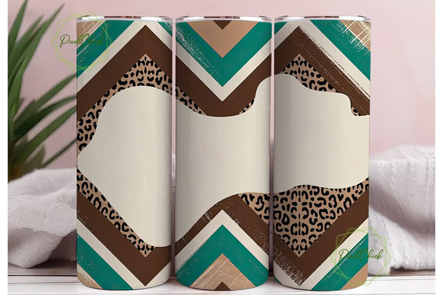 Teal Chevron Leopard 20oz Tumbler Wrap Sublimation PixelChick 
