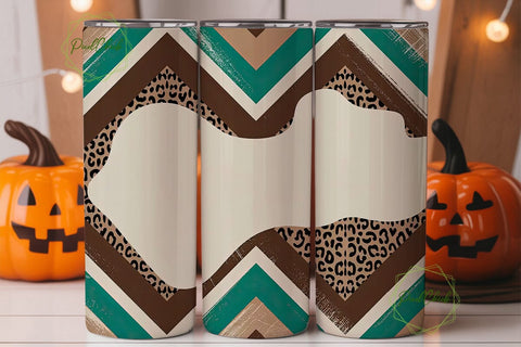Teal Chevron Leopard 20oz Tumbler Wrap Sublimation PixelChick 