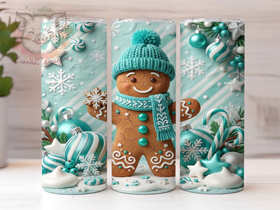 Teal Christmas Gingerbread 20oz Tumbler, Teal Gingerbread, Gingerbread Tumbler, Teal Gingerbread PNG, Christmas Tumbler, Gingerbread PNG, 20oz Tumbler Wrap, Teal Christmas PNG Sublimation Lara' s Designs 