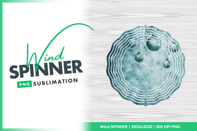 Teal christmas ornaments on textured background wind spinner round png Sublimation Regulrcrative 