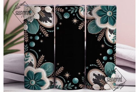Teal Cowhide Christmas 20oz Tumbler Wrap Sublimation sassyprint 