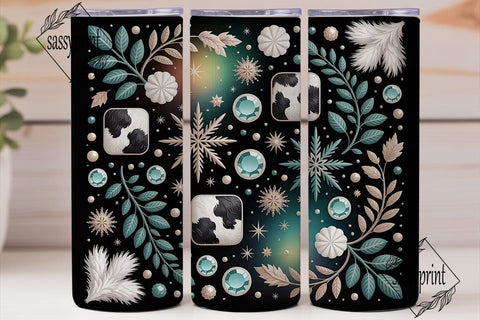 Teal Cowhide Christmas 20oz Tumbler Wrap Sublimation sassyprint 