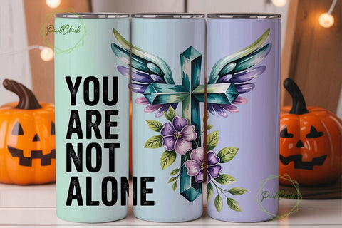Teal Cross & Wings 20oz Tumbler Wrap Sublimation PixelChick 