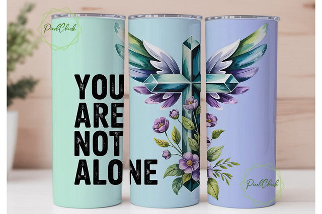 Teal Cross & Wings 20oz Tumbler Wrap Sublimation PixelChick 