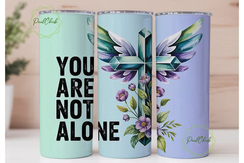Teal Cross & Wings 20oz Tumbler Wrap Sublimation PixelChick 