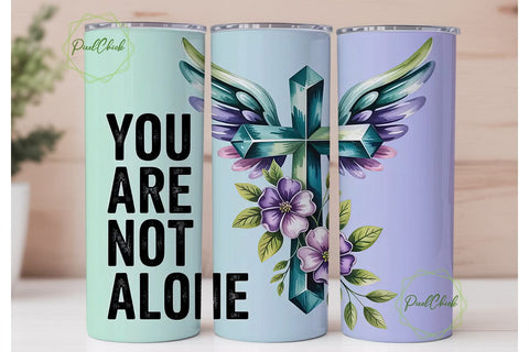 Teal Cross & Wings 20oz Tumbler Wrap Sublimation PixelChick 