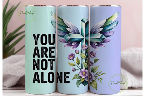 Teal Cross & Wings 20oz Tumbler Wrap Sublimation PixelChick 