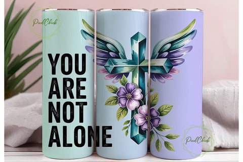 Teal Cross & Wings 20oz Tumbler Wrap Sublimation PixelChick 