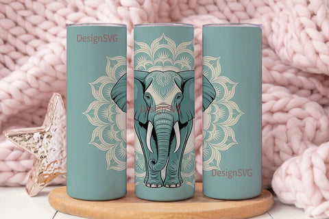 Teal Elephant Mandala 20oz Tumbler Wrap Sublimation DesignSVG 