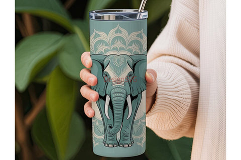 Teal Elephant Mandala 20oz Tumbler Wrap Sublimation DesignSVG 