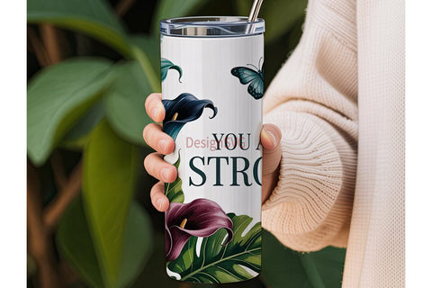 Teal Floral & Butterfly 20oz Tumbler Sublimation DesignSVG 